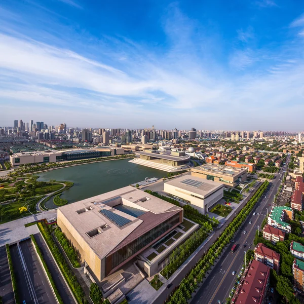 Panoramatické Panorama a moderní budovy Tianjin — Stock fotografie