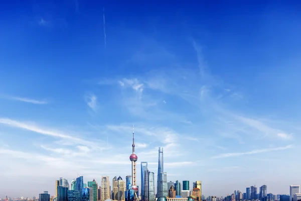 Panoramautsikt över horisonten av Shanghai och landmärken — Stockfoto