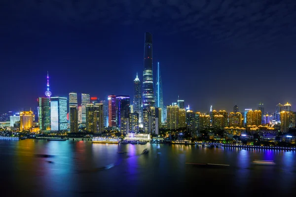 illuminated skyline and cityscape of Shanghai