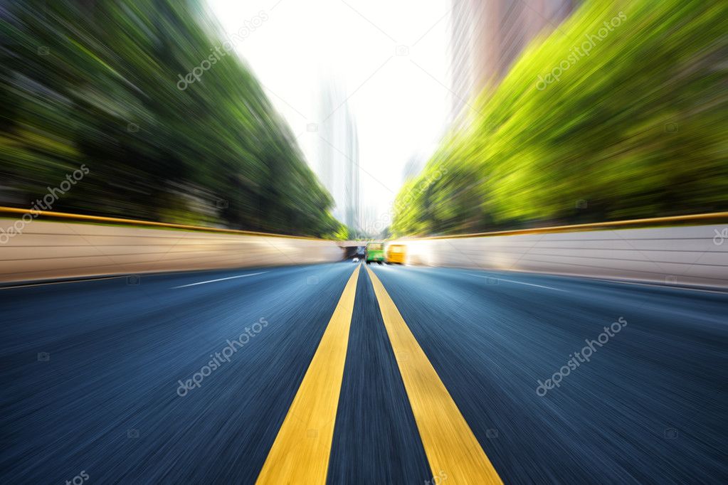 Blurred urban road