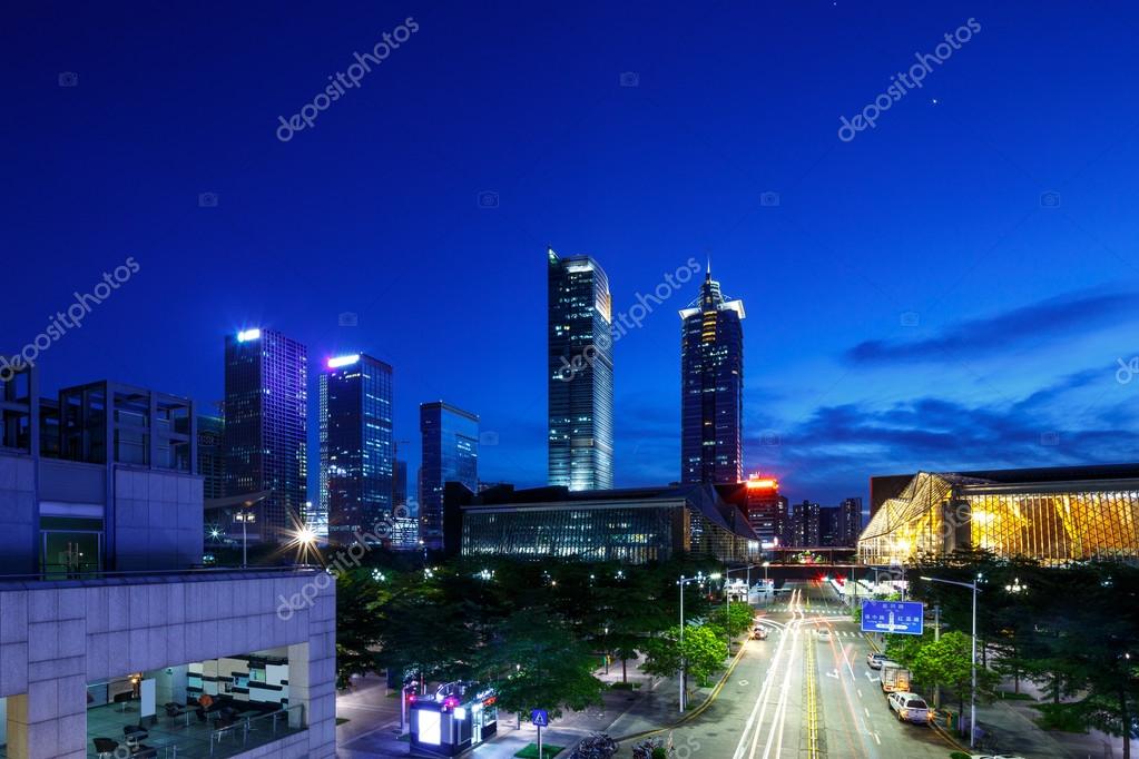 Фотообои Illuminated modern skyline and buildings