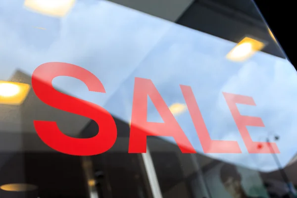 Palavra impressão venda na janela shopfront — Fotografia de Stock