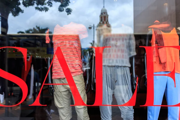 Palavra impressão venda na janela shopfront — Fotografia de Stock