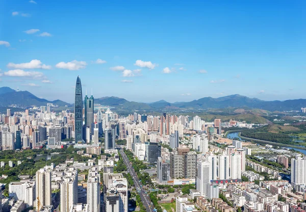 Wolkenkratzer und Villen einer modernen Stadt — Stockfoto