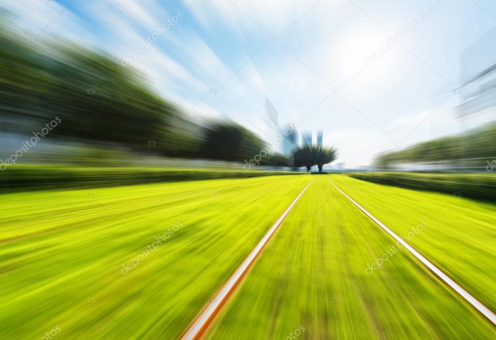 railways along with trees and greenland