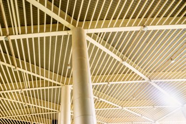 Çelik sütunlar ve ahşap tavan