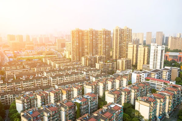 Panorama view of skyscrapers in a modern city — Stock Photo, Image