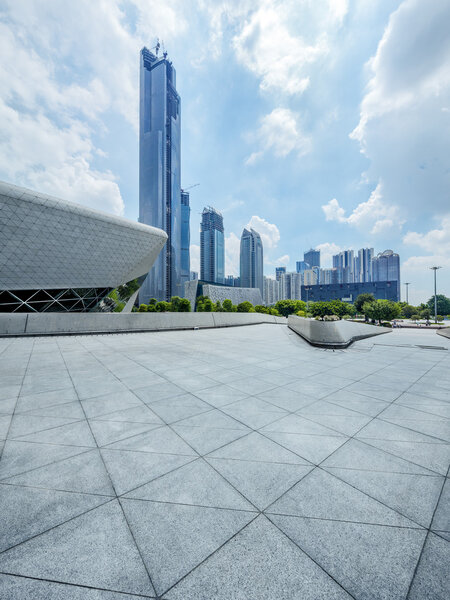 modern square and skyscrapers