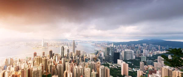 Panorama of skyscrapers and a river — Stock Photo, Image