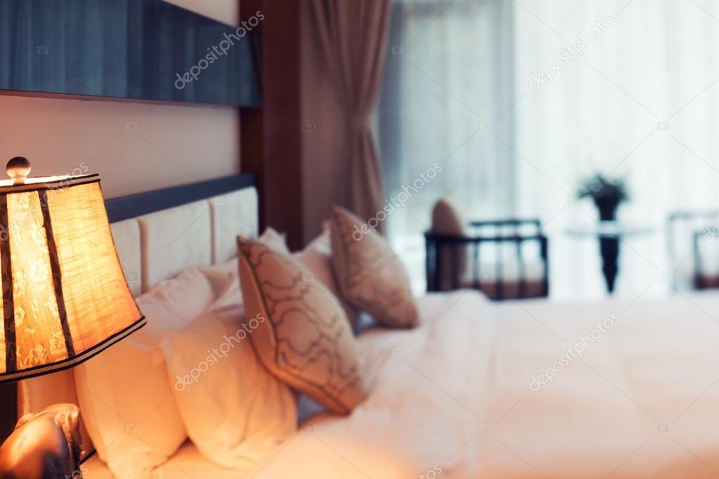 interior of empty hotel bedroom