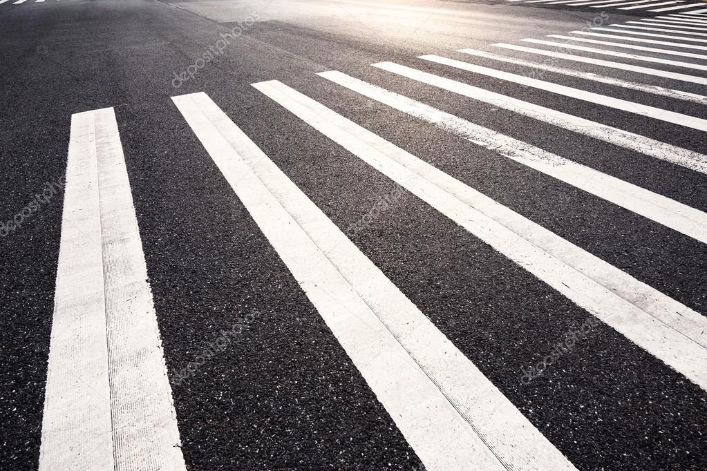 Zebra crossing in the morning city