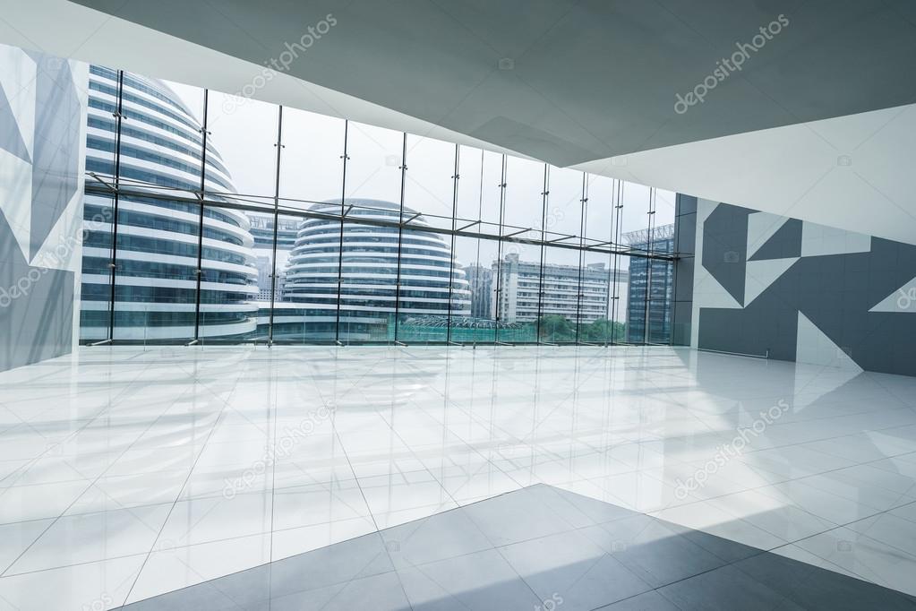 modern building interior and through window