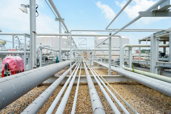 Pipelines of oil refinery plant — Stock Photo, Image