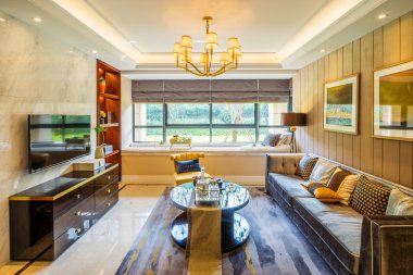 Modern oturma odasının içi.