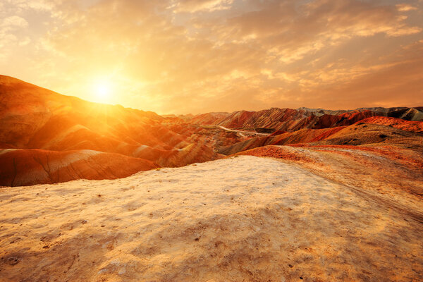 landscape of red sandstone in Zhangye