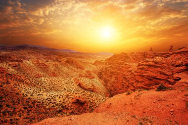 manzara Zhangye kırmızı kumtaşı