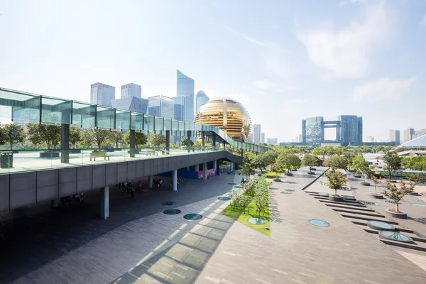 Skyline and empty square front modern buildings — Stock Photo, Image