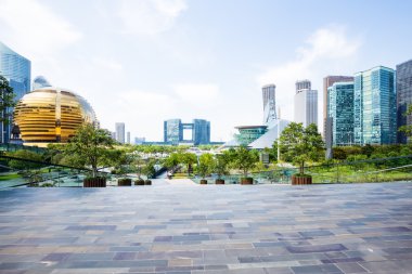 manzarası ve boş kare açık modern binalar