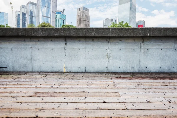 Skyline en stadsgezicht op houten — Stockfoto