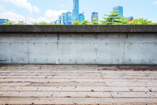 Skyline en stadsgezicht op houten — Stockfoto