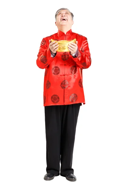 Adam şanslı elbise üzerinde Çin yeni yılı — Stok fotoğraf