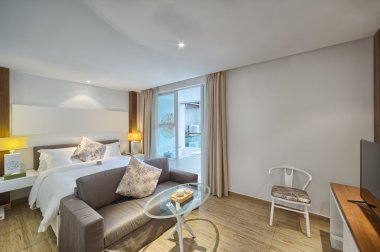 içinin rahat yatak ve Kanepeli modern yatak odası