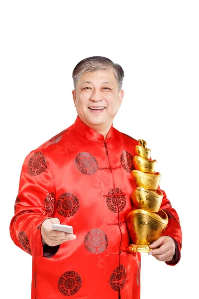 Mann in Mandarine vor chinesischem Neujahr — Stockfoto