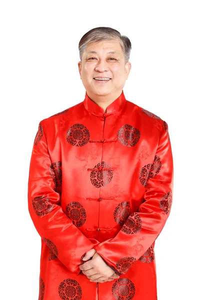 Porträtt av gubben i mandarin med gest — Stockfoto