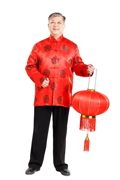 Kinesiska gubbe i mandarin med lykta — Stockfoto