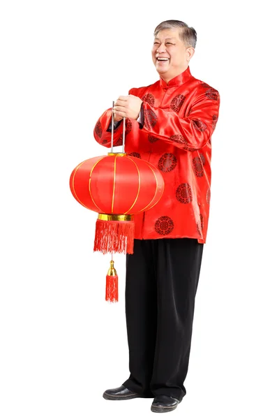 랜 턴과 관화에서 오래 된 중국 남자 — 스톡 사진