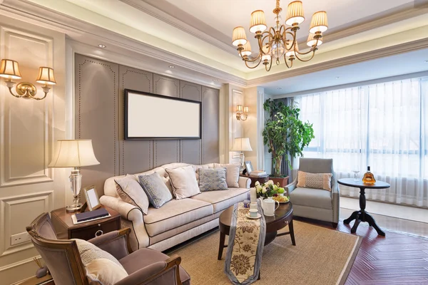 Interiér luxusní obývací pokoj — Stock fotografie