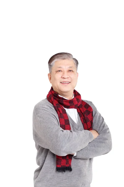 Vecchio sorridente asiatico uomo — Foto Stock