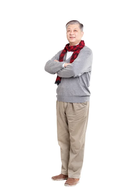 Velho de pé homem asiático — Fotografia de Stock
