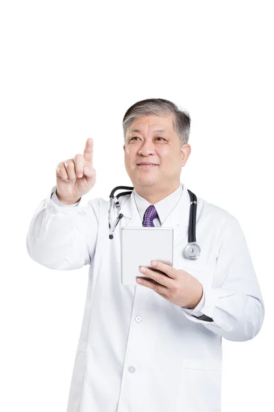 Man doctor with stethoscope and digital tablet — Stock Photo, Image