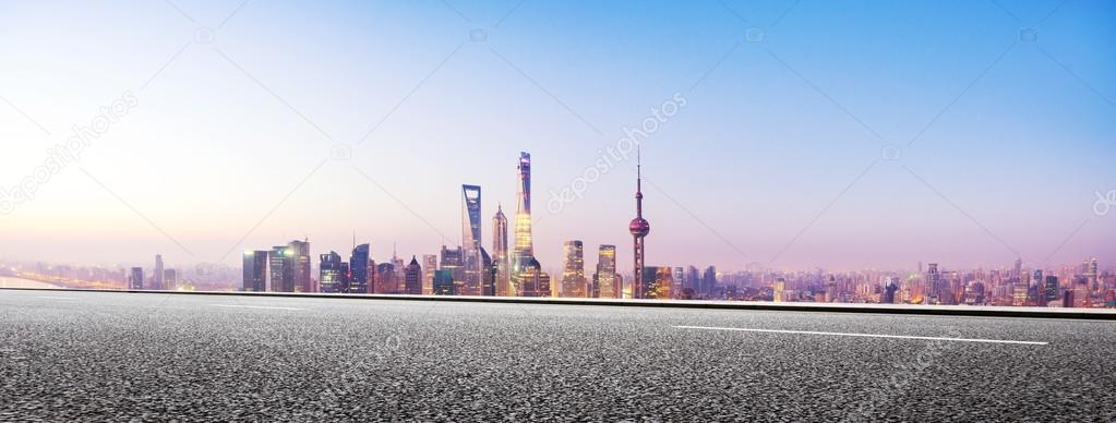 empty road and cityscape