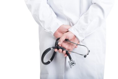 eski Asya adam doktor stetoskop ile