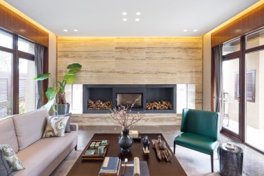 Modern oturma odasının içi.