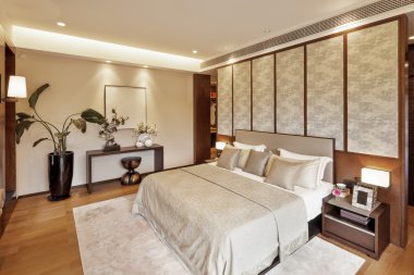 Modern yatak odasının içi