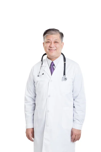Velho asiático homem médico sorrindo — Fotografia de Stock