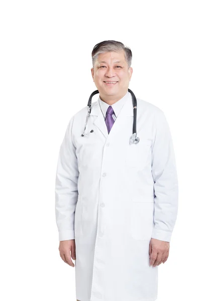 Old asian man doctor smiling — Stock Photo, Image