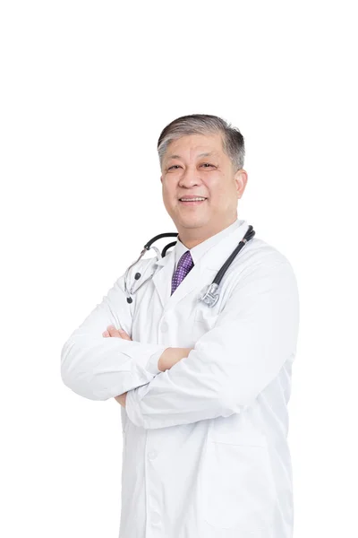 Velho asiático homem médico sorrindo — Fotografia de Stock