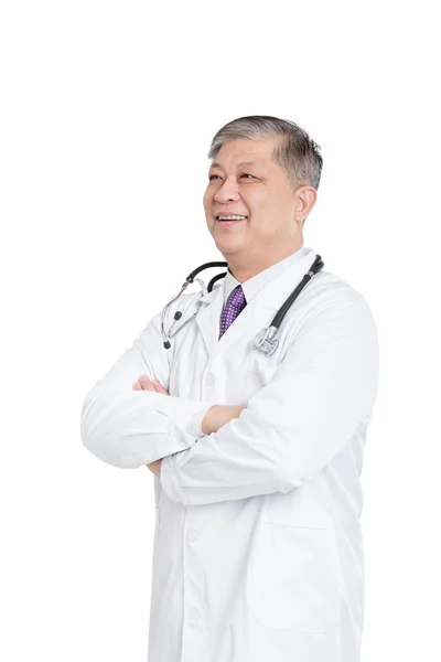 Velho asiático homem médico sorrindo — Fotografia de Stock