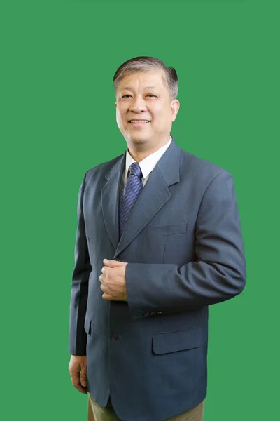 Stary azjatycki biznes biznesmen uśmiechający się — Zdjęcie stockowe