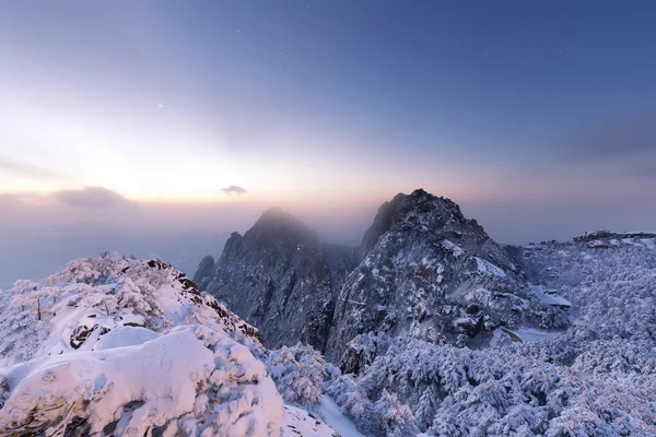 Sneeuwlandschap van Huangshan heuvel in de Winter — Stockfoto