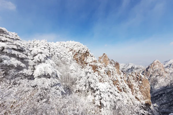 Σκηνή χιόνι Huangshan λόφου στο χειμώνα Φωτογραφία Αρχείου