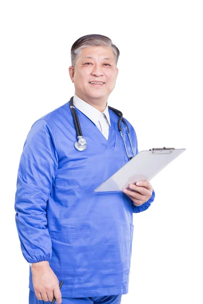 Lekarz mężczyzna z stetoskop i schowka — Zdjęcie stockowe
