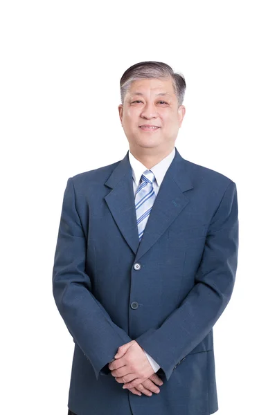 Staré asijské podnikatel v modrém obleku — Stock fotografie
