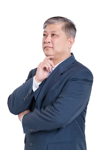 Staré asijské podnikatel v modrém obleku — Stock fotografie