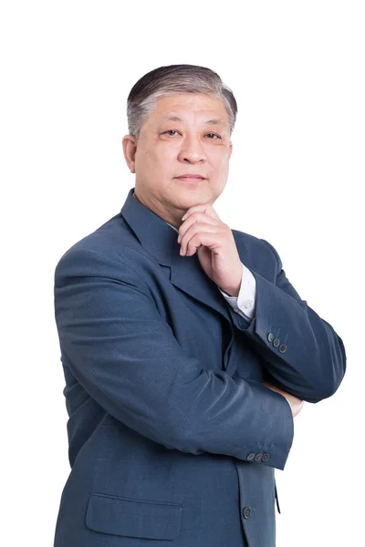 Old Asian businessman in blue suit — Stock Photo, Image