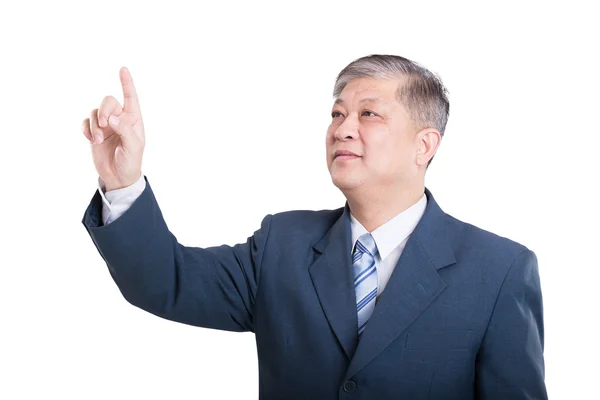 Viejo asiático hombre de negocios en azul traje —  Fotos de Stock